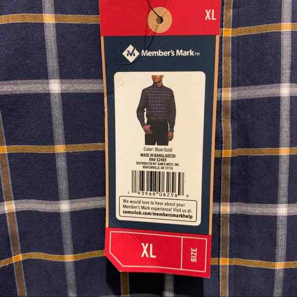 Members mark XL button down plaid shirt. No front pockets. - Picture 5 of 6